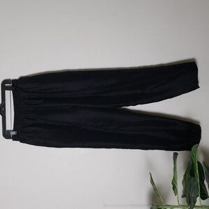 CA Sport black 100% silk pants, tapered, straight, elastic waist drawstring